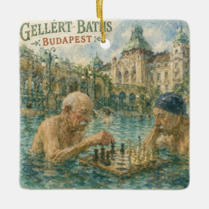 Chess match Gellert Baths Budapest Hungary Ceramic Ornament