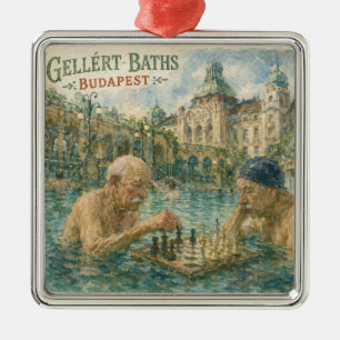 Chess match Gellert Baths Budapest Hungary Metal Tree Decoration