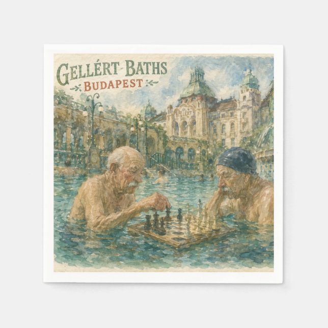 Chess match Gellert Baths Budapest Hungary Napkin (Front)