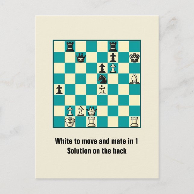 Chess Mate In 1 Puzzle #1 Postcard (Front)