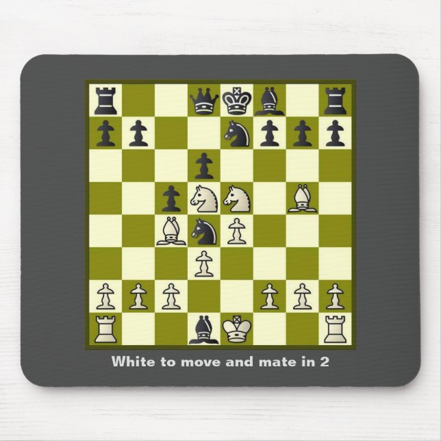 Chess Mate In 2 Puzzle #2 Stretched Canvas Print Mouse Mat (Front)
