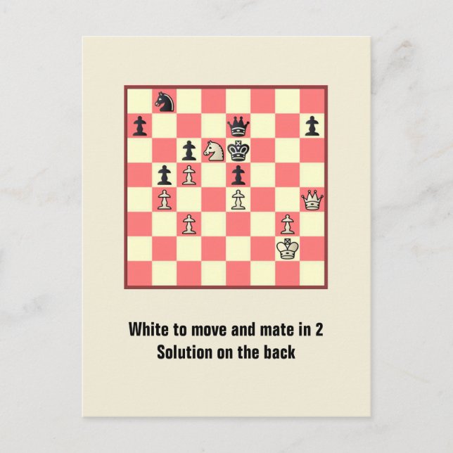 Chess Mate In 2 Puzzle #4 Postcard (Front)
