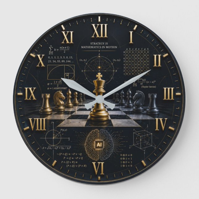 Chess Mathematics  STEM, Math Large Clock (Front)