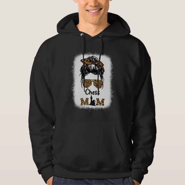 Chess Mom Bleached Leopard Print Women Chess Hoodie (Front)