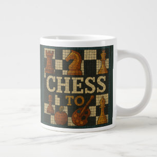 chess mosaic style, large coffee mug