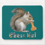 Chess Nut Mouse Mat<br><div class="desc">This mousepad design is one for the chess nuts. This adorable squirrel definitely has a thing for chess.</div>