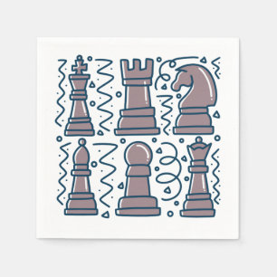 Chess Paper Napkins, Chequered Board Game Party  Napkin