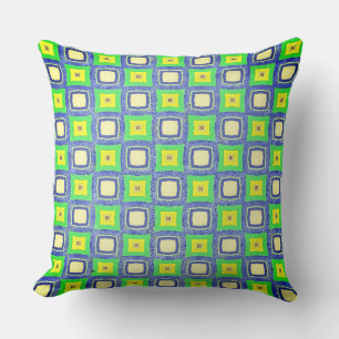 Chess Patterned Blue and Green Squares Cushion