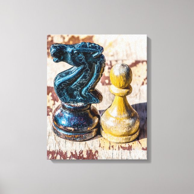 Chess Pawn and Knight - Veterans Canvas Print (Front)