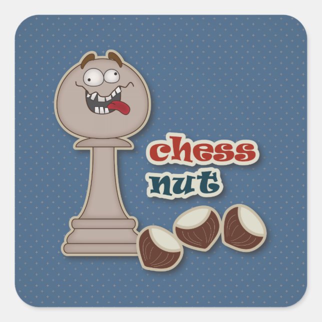 Chess Pawn, Chess Nuts and Chestnuts Square Sticker (Front)
