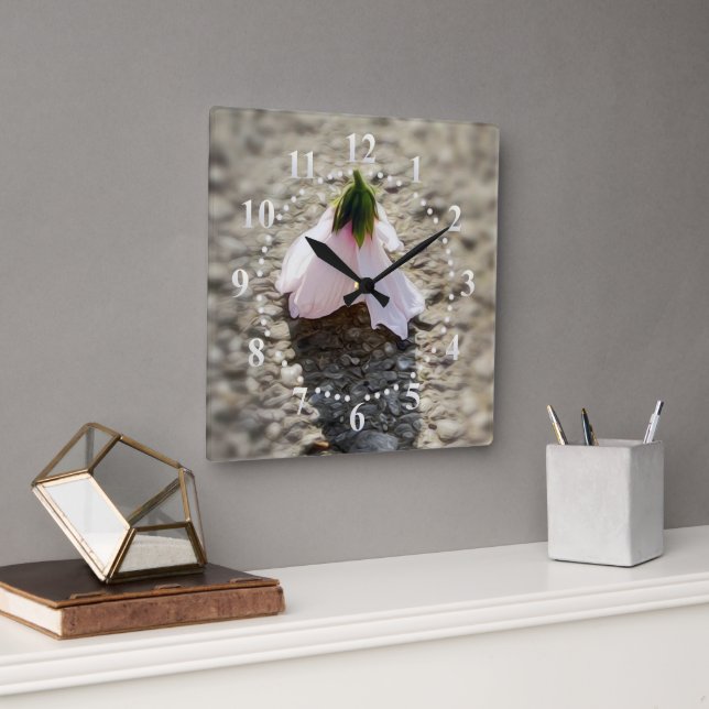 Chess pawn flower square wall clock (Office)