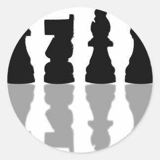 Chess peices reflection classic round sticker