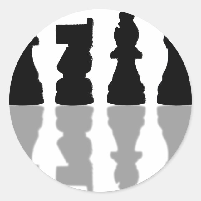 Chess peices reflection classic round sticker (Front)