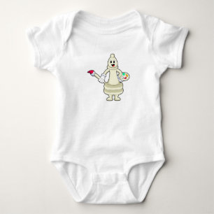 Chess piece Bishop as Painter with Brush & Colour Baby Bodysuit