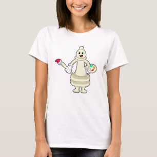 Chess piece Bishop as Painter with Brush & Colour T-Shirt