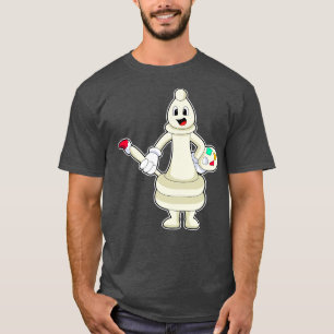 Chess piece Bishop as Painter with Brush Colour T-Shirt