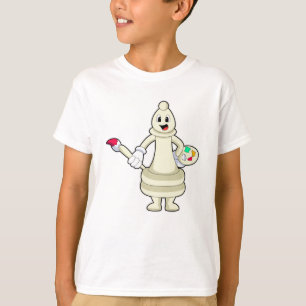 Chess piece Bishop as Painter with Brush & Colour T-Shirt