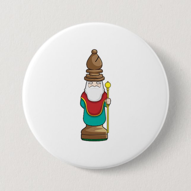 Chess piece Bishop Chess 7.5 Cm Round Badge (Front)