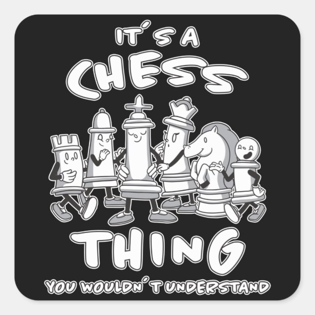 Chess Piece Chess Player Chess Game Gift Square Sticker (Front)
