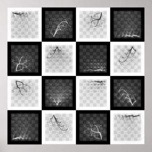 Chess Piece Journeys (Black and White Pieces) Poster