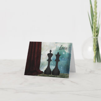 Chess Piece King and Queen Love Couples Card
