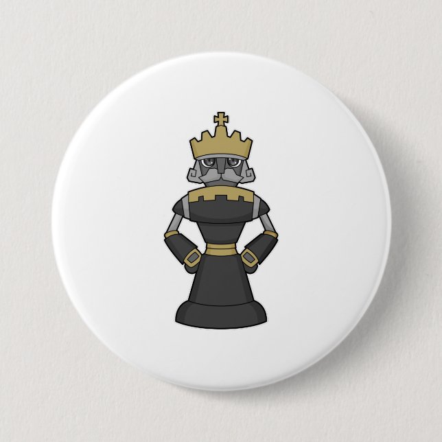 Chess piece King Crown Chess 7.5 Cm Round Badge (Front)