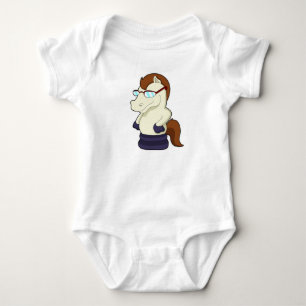 Chess piece Knight as Horse with Sunglasses Baby Bodysuit