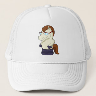 Chess piece Knight as Horse with Sunglasses Trucker Hat