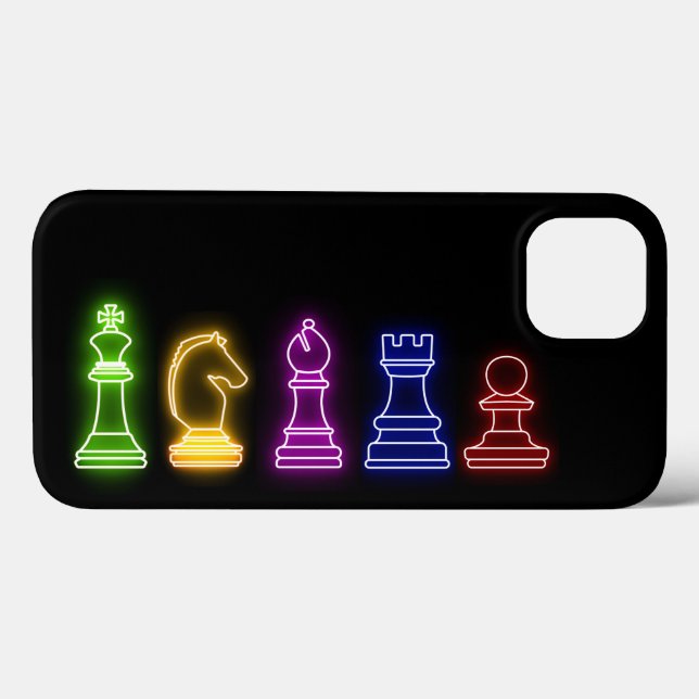 Chess Piece Neon Lights Black Case-Mate iPhone Case (Back (Horizontal))
