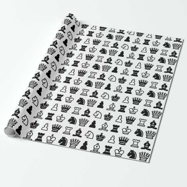 Chess Piece Pattern Wrapping Paper (Unrolled)