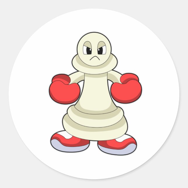 Chess piece Pawn as Boxer with Boxing gloves Classic Round Sticker (Front)