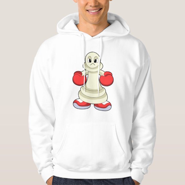 Chess piece Pawn as Boxer with Boxing gloves Hoodie (Front)