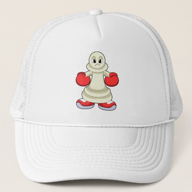 Chess piece Pawn as Boxer with Boxing gloves Trucker Hat (Front)