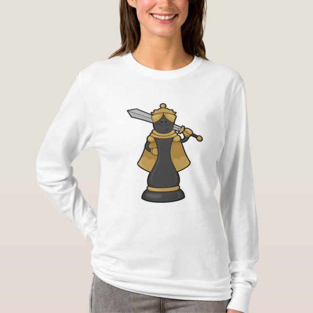 Chess piece Queen at Chess with Sword T-Shirt (Front)