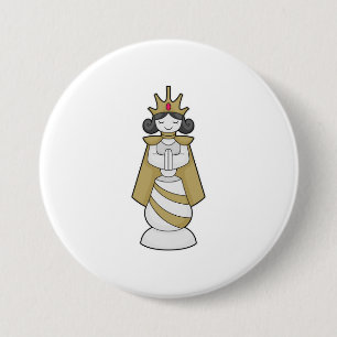 Chess piece Queen Crown Chess 7.5 Cm Round Badge