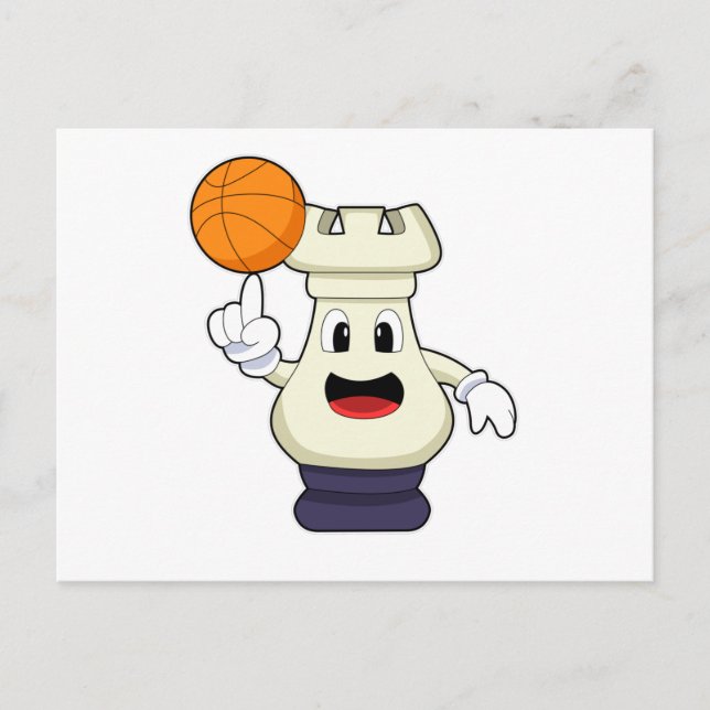 Chess piece Rook at Basketball Sports Postcard (Front)