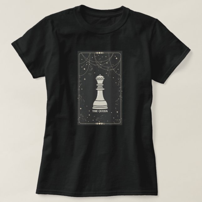 Chess piece the Queen tarot card frame retro T-Shirt (Design Front)
