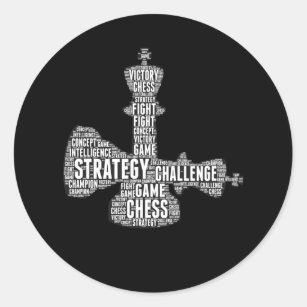 Chess Piece Words Strategy Challenge Board game Classic Round Sticker
