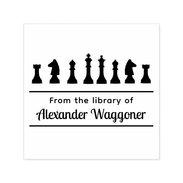 Chess Pieces #1 “From the library of” Name Self-inking Stamp (Design)
