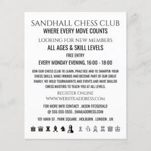 Chess Pieces, Chess Club Advertising Flyer
