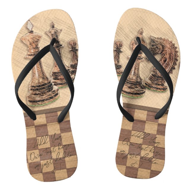 Chess Pieces & Chessboard Art Player Gift Flip Flops (Footbed)