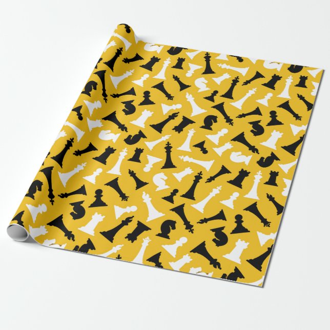 Chess Pieces Design Wrapping Paper (Unrolled)