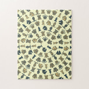 Chess Pieces in Circles Puzzle