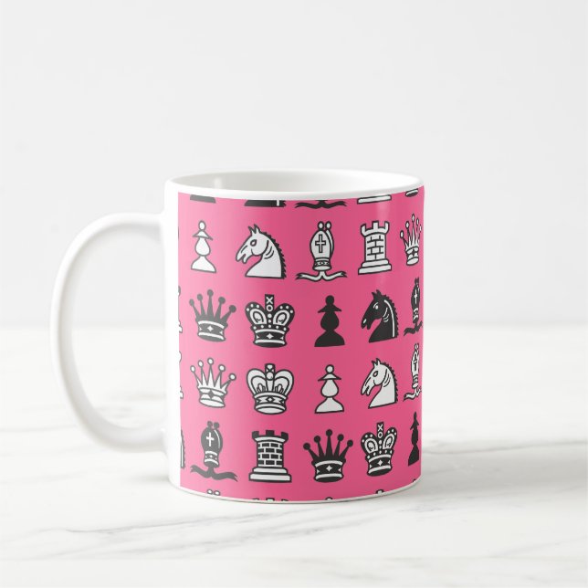 Chess Pieces in Rows Pink Mug (Left)