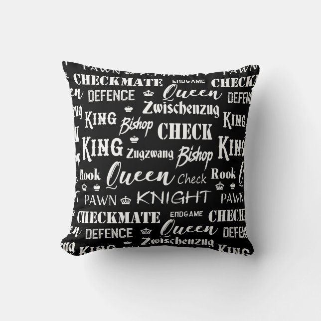 Chess Pieces Knight Queen Rook King Pattern Cushion (Front)
