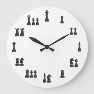 Chess pieces large clock