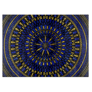 Chess Pieces Mandala - Lapis Lazuli and Gold Cutting Board