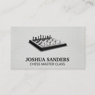 Chess Pieces on Board   Leather Background Business Card