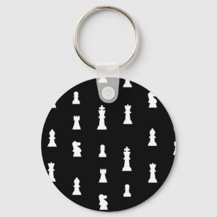 Chess pieces pattern - black and white key ring
