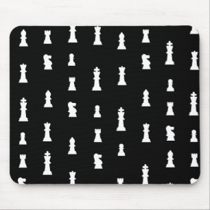 Chess pieces pattern - black and white mouse mat